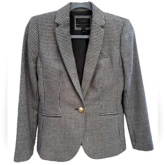 J.Crew Campbell Blazer navy white houndstooth Size 6 - Picture 1 of 6